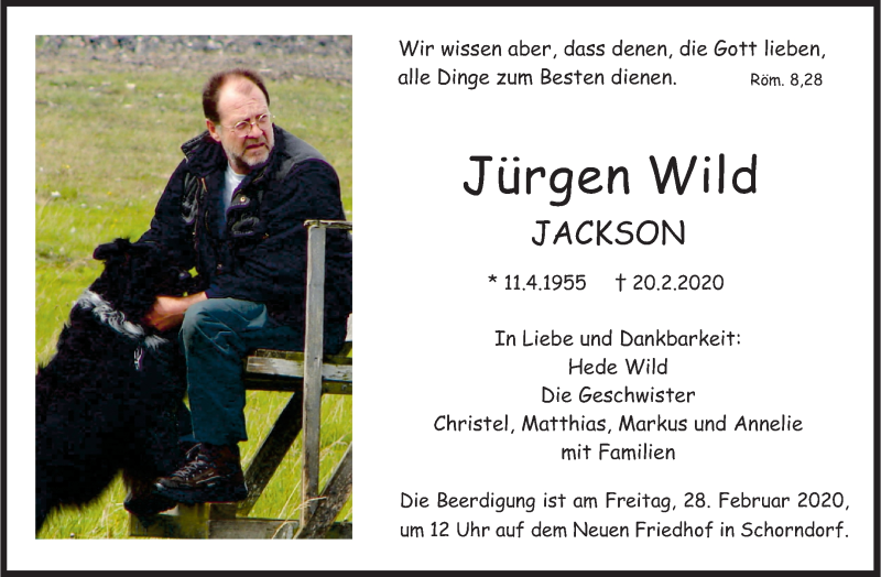  Traueranzeige für Jürgen Wild vom 24.02.2020 aus Waiblinger Kreiszeitung