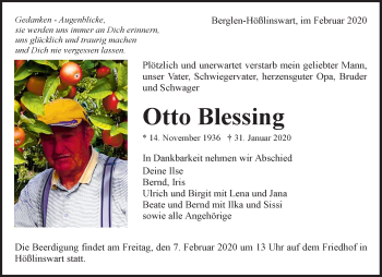 Traueranzeige von Otto Blessing von Waiblinger Kreiszeitung