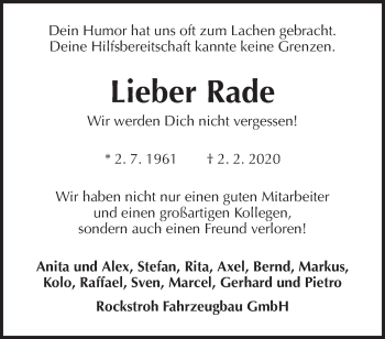 Traueranzeige von Rade  von Waiblinger Kreiszeitung
