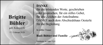 Traueranzeige von Brigitte Bühler von Waiblinger Kreiszeitung