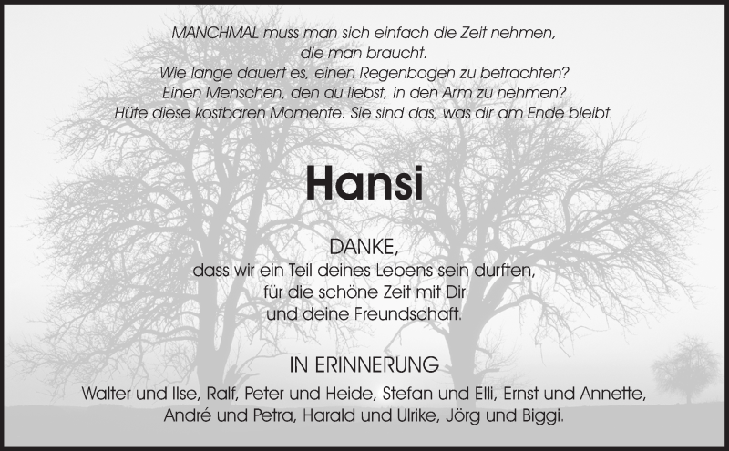  Traueranzeige für Hansjörg Hutt vom 18.03.2020 aus Waiblinger Kreiszeitung