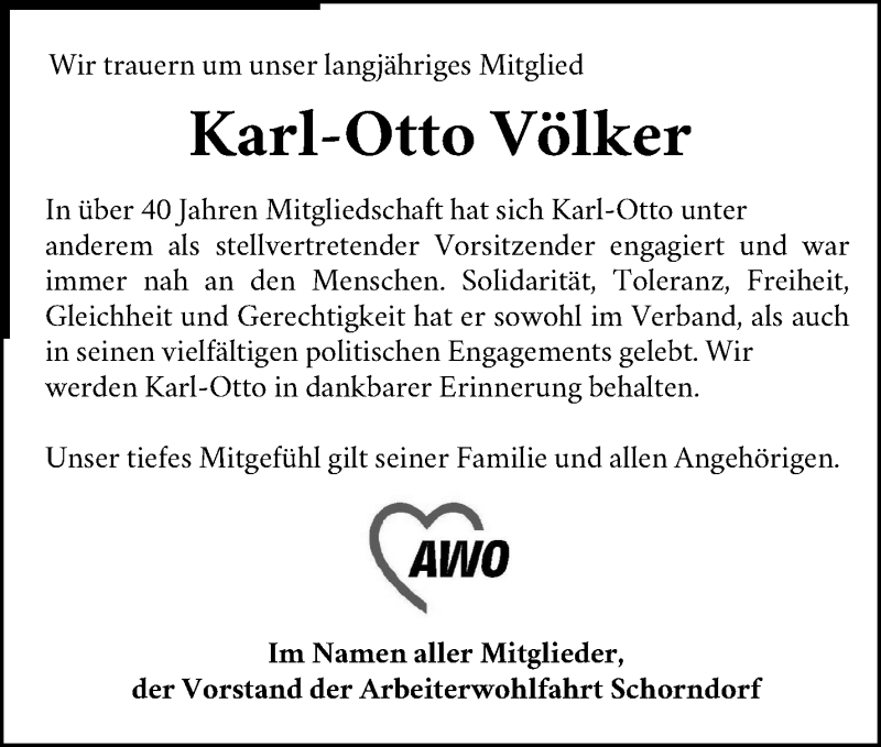  Traueranzeige für Karl-Otto Völker vom 13.05.2020 aus Waiblinger Kreiszeitung