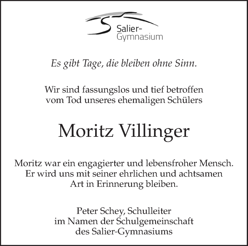  Traueranzeige für Moritz Villinger vom 22.07.2020 aus Waiblinger Kreiszeitung