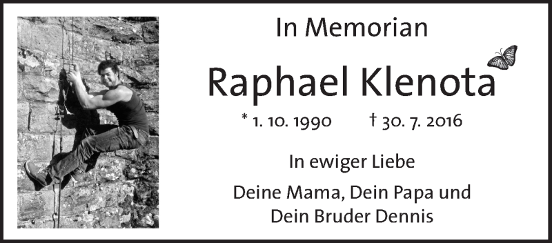  Traueranzeige für Raphael Klenota vom 30.07.2020 aus Waiblinger Kreiszeitung