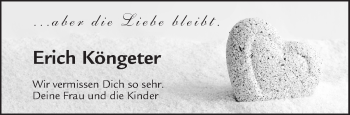Traueranzeige von Erich Köngeter von Waiblinger Kreiszeitung
