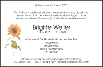 Traueranzeige von Brigitte Weller von Waiblinger Kreiszeitung