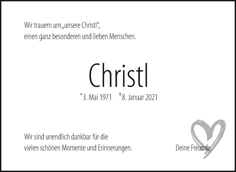  Traueranzeige für Christl Geiss vom 12.01.2021 aus Waiblinger Kreiszeitung