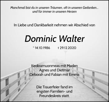 Traueranzeige von Dominic Walter von Waiblinger Kreiszeitung