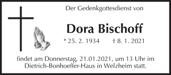 Traueranzeige von Dora Bischoff von Waiblinger Kreiszeitung