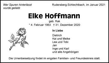 Traueranzeige von Elke Hoffmann von Waiblinger Kreiszeitung