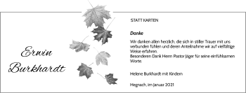 Traueranzeige von Erwin Burkhardt von Waiblinger Kreiszeitung