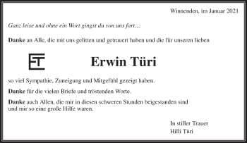 Traueranzeige von Erwin Türi von Waiblinger Kreiszeitung