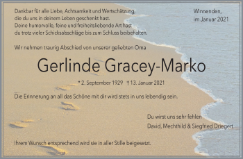 Traueranzeige von Gerlinde Gracey-Marko von Waiblinger Kreiszeitung