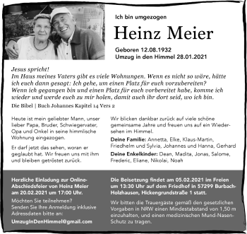 Traueranzeige von Heinz Meier von Waiblinger Kreiszeitung
