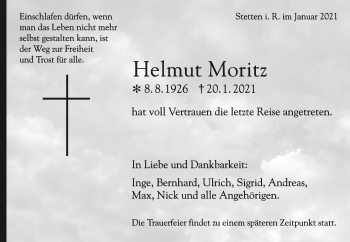 Traueranzeige von Helmut Moritz von Waiblinger Kreiszeitung