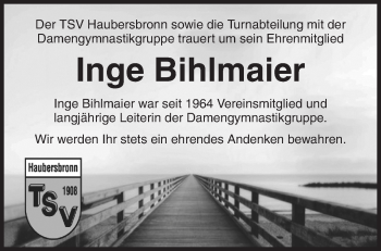 Traueranzeige von Inge Bihlmaier von Waiblinger Kreiszeitung
