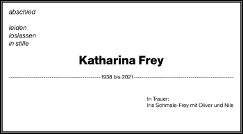 Traueranzeige von Katharina Frey von Waiblinger Kreiszeitung