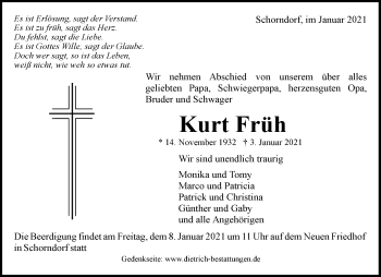 Traueranzeige von Kurt Früh von Waiblinger Kreiszeitung