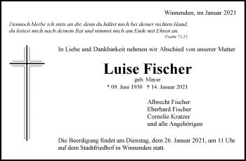 Traueranzeige von Luise Fischer von Waiblinger Kreiszeitung