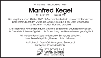 Traueranzeige von Manfred Kegel von Waiblinger Kreiszeitung
