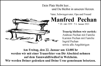 Traueranzeige von Manfred Pechan von Waiblinger Kreiszeitung