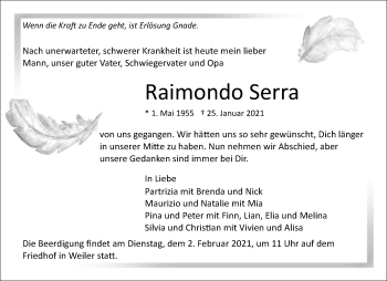 Traueranzeige von Raimondo Serra von Waiblinger Kreiszeitung