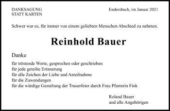 Traueranzeige von Reinhold Bauer von Waiblinger Kreiszeitung