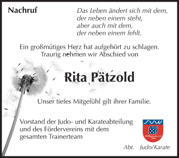 Traueranzeige von Rita Pätzold von Waiblinger Kreiszeitung
