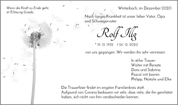 Traueranzeige von Rolf Illg von Waiblinger Kreiszeitung