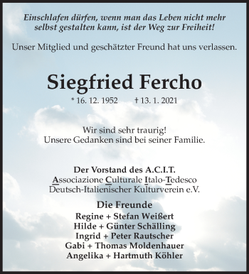 Traueranzeige von Siegfried Fercho von Waiblinger Kreiszeitung