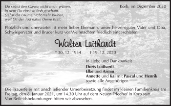 Traueranzeige von Walter Luithardt von Waiblinger Kreiszeitung