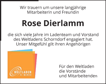 Traueranzeige von Rose Dierlamm von Waiblinger Kreiszeitung