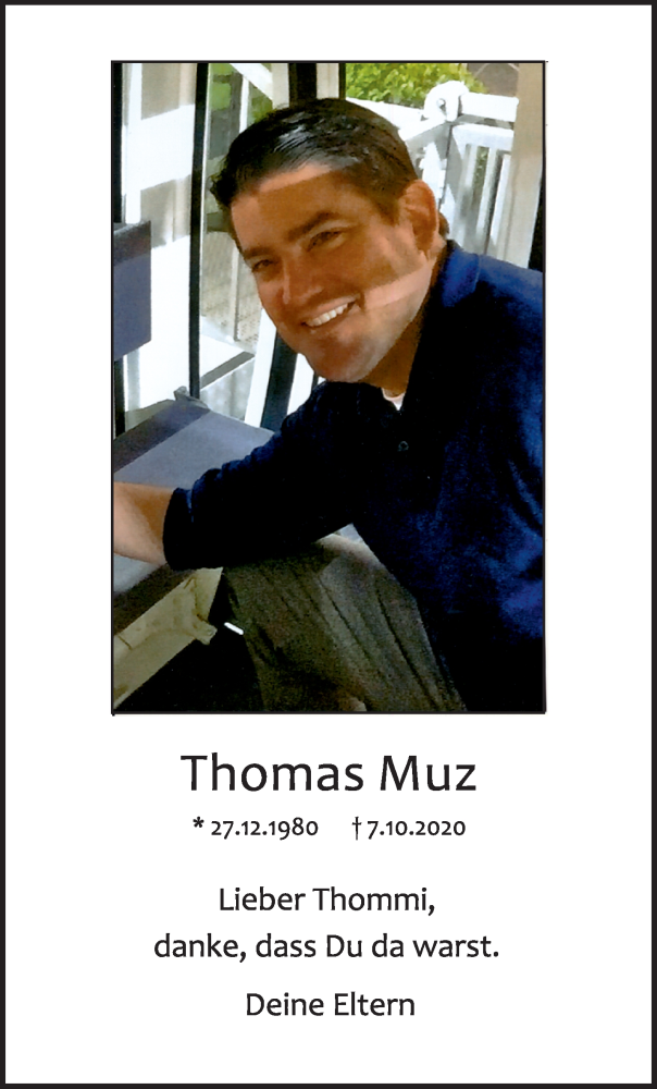  Traueranzeige für Thomas Muz vom 07.10.2021 aus Waiblinger Kreiszeitung