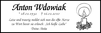 Traueranzeige von Anton Wdowiak von Waiblinger Kreiszeitung