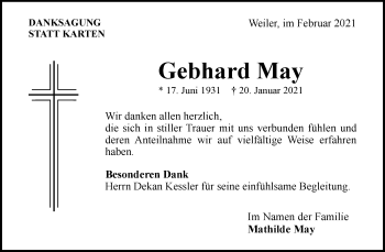 Traueranzeige von Gebhard May von Waiblinger Kreiszeitung