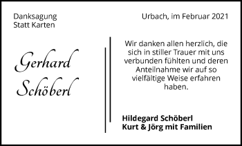 Traueranzeige von Gerhard Schöberl von Waiblinger Kreiszeitung