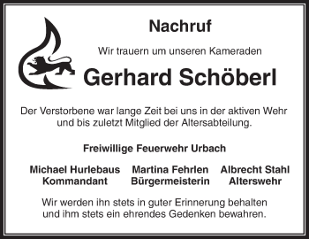 Traueranzeige von Gerhard Schöberl von Waiblinger Kreiszeitung