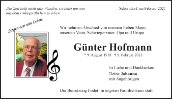 Traueranzeige von Günter Hofmann von Waiblinger Kreiszeitung
