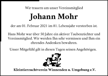 Traueranzeige von Johann Mohr von Waiblinger Kreiszeitung