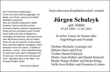Traueranzeige von Jürgen Schulzyk von Waiblinger Kreiszeitung