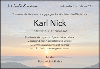 Traueranzeige von Karl Nick von Waiblinger Kreiszeitung