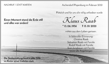 Traueranzeige von Klaus Raab von Waiblinger Kreiszeitung