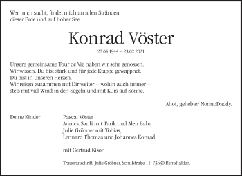 Traueranzeige von Konrad  Vöster von Waiblinger Kreiszeitung