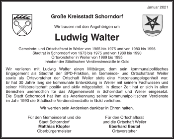 Traueranzeige von Ludwig Walter von Waiblinger Kreiszeitung