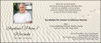 Traueranzeige von Stephan Warmke von Waiblinger Kreiszeitung