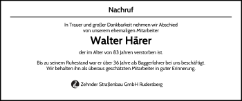 Traueranzeige von Walter Härer von Waiblinger Kreiszeitung