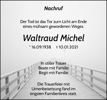 Traueranzeige von Waltraud Michel von Waiblinger Kreiszeitung