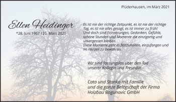Traueranzeige von Ellen Heidinger von Waiblinger Kreiszeitung