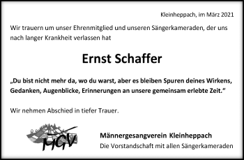 Traueranzeige von Ernst Schaffer von Waiblinger Kreiszeitung