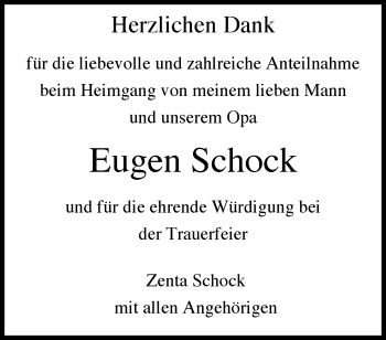 Traueranzeige von Eugen Schock von Waiblinger Kreiszeitung